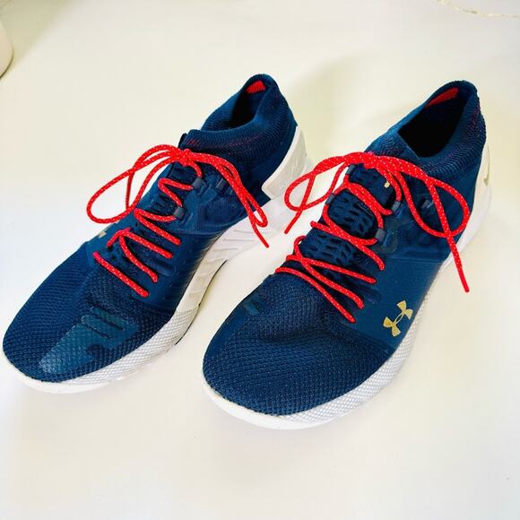 UNDER ARMOUR Navy Blue Red White HOVR Veterans Rock Collab Sneakers Shoes 9.5 - Picture 11 of 14